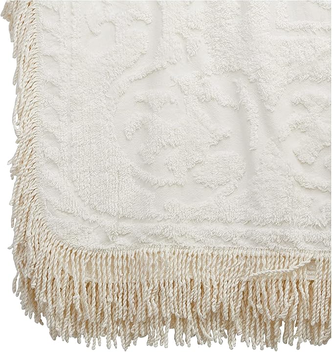 Beatrice Home Fashions Medallion Chenille Bedspread, Full, Ivory