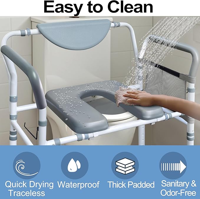 Aliseniors Heavy Duty Bedside Commode, 500lbs Extra-Wide Bariatric Commode Chair for Adults & Seniors, Portable Toilet Seat with Arms, Adjustable Potty Chair Bucket with Lid, Tool-Free Assembly