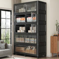 250GAL Extra Large Storage Bins with Lid, 1000Qt Stackable Closet Organizers and Drawers, Collapsible Storage Bins with Wheels, Folding Containers for Home, Kitchen Office, 5Pack Black