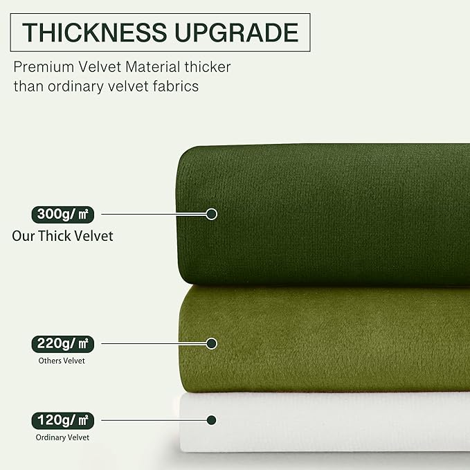 StangH Christmas Dark Green Curtains Soft Thick Velvet Room Darkening Privacy Protect Panels for Window Door Nursery Bedroom Rod Pocket Luxury Curtains, W42 x L84, 2 Panels