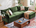 ABCASA 102.6" Modular Sectional Sofa, L Shaped Couch Set for Living Room, 3-Seater Comfy Cloud Couches with Movable Storage Ottoman,DIY Combination - Chenille Green