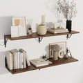 Dreamland Deep Floating Shelves, 48" W x 12" D Wall Shelves Set of 2, Wide Display Shelf Wall Mounted with Brackets, Bookshelf for Living Room, Bathroom, Bedroom, Walnut