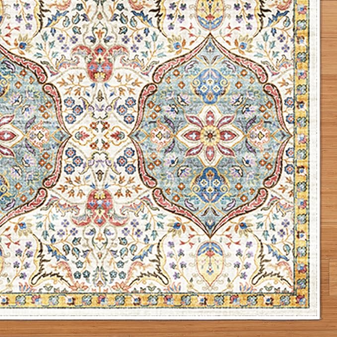 Gertmenian Indoor Bohemian Area Rug - 8x10 Large, Non-Shedding, Ideal for High Traffic in Living Room, Bedroom, Entryway - Moroccan, Beige/Sand, 26835