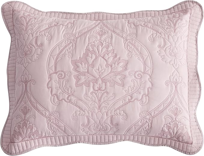 CHIXIN Microfiber King Pillow Shams Set of 2 - Quilted Decorative Pillow Covers - Pale Rose - Size (20" x 36")