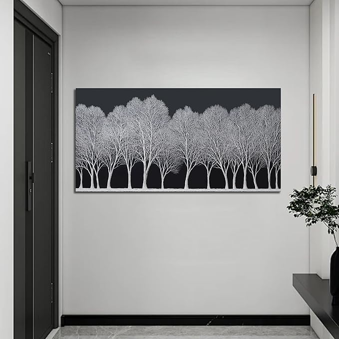 Trogonup Black and White Wall Art for Bedroom Large Forest Picture Landscape Tree Artwork for Living Room Home Office Modern Canvas Prints Ready to Hang 20"x40"