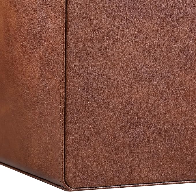 MEIBOOCH PU Leather Desk Organizer, Luxury Remote Control Holder for Home, Office Desk Accessories Table Caddy Bedside Nightstand Organizer (Brown)