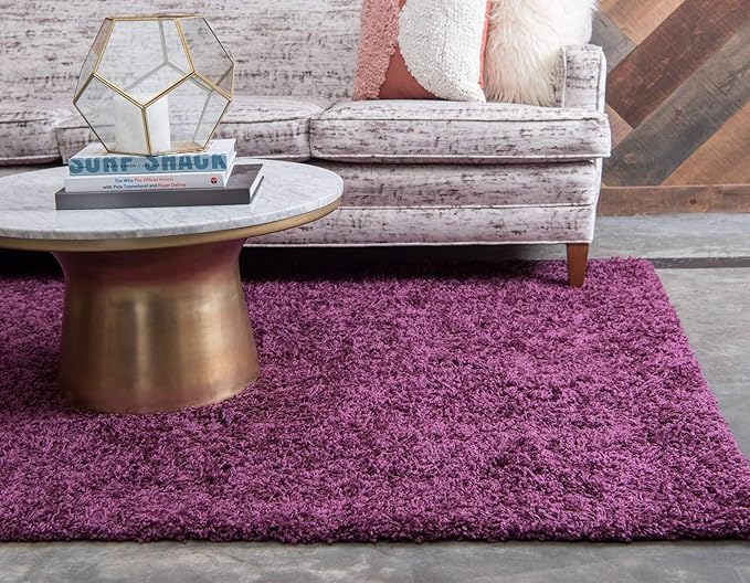 Unique Loom Solid Shag Collection Area Rug (3' 3" x 5' 3" Rectangle, Eggplant Purple)