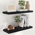 Fun Memories 32 Inch Floating Shelves, Wall-Mounted Bathroom Shelves Set of 2, 9.3 Inch Deep Floating Shelf Bookshelf for Living Room, Bedroom, Heavy-Duty Deep Storage Shelf for Wall, Black Color