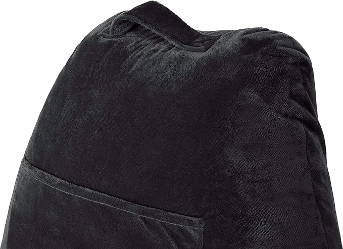 Husband Pillow Black, Original Reading Pillow in Bed Rest Chair, Shredded Memory Foam Large Lounge Cushion Adult Backrest with Arms, Comfy Back Support for Sit Sitting Up, Washable/Removable Cover