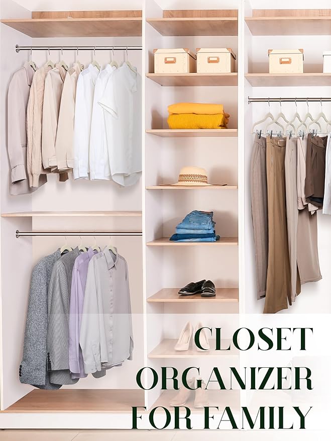 Cozymood Velvet Skirt Hangers - Pack of 24 - Velvet Hangers with Clips Ultra Thin Non Slip Velvet Pants Hangers Space Saving Clothes Hanger for Trouser, Skirts, Jeans, Dress (Beige)