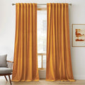 RYB HOME Gold Velvet Curtains 102 inches, Back Tab Soft Fabric Room Darkening Thermal Insulated Luxurious Home Decor Curtains for Living Room Bedroom, W 52" x L 102", 2 Panels Set