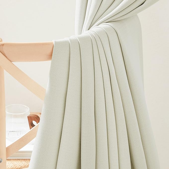 NICETOWN Room Darkening Curtains 96 inches Long for Bedroom, Rod Pocket/Back Tab/Hook Belt Thick Faux Linen Cold & Light Blocking Window Treatment for Living Room, Natural, W50 x L96, 1 Panel