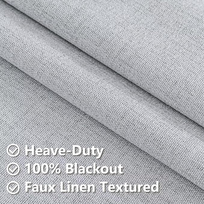 100% Blackout Curtains 108 Inches Long 2 Panels Set, Black Out Curtains for Living Room, Greyish White Thermal Insulated Grommet Drapes Bedroom Luxury Decor(52W × 108L inch, Greyish White)
