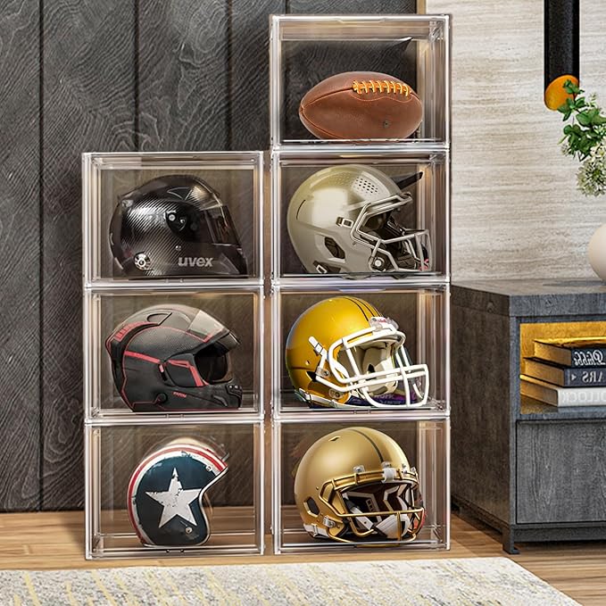 XXX-Large Extra Large Acrylic Display Case 17''x13''x13'' Transparent Shoe Display Case Sneaker Bag Organizer Clear Stackable Boot & Shoe Boxes Large Showcase for Helmet, Handbag, Figures Collectibles
