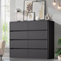 Black Dresser for Bedroom, 8 Drawers Double Fluted Dressers, Modern Chest of Drawers with Curved Profile, Handleless, Storage Closet Dressers for Bedroom, Living Room, Entryways