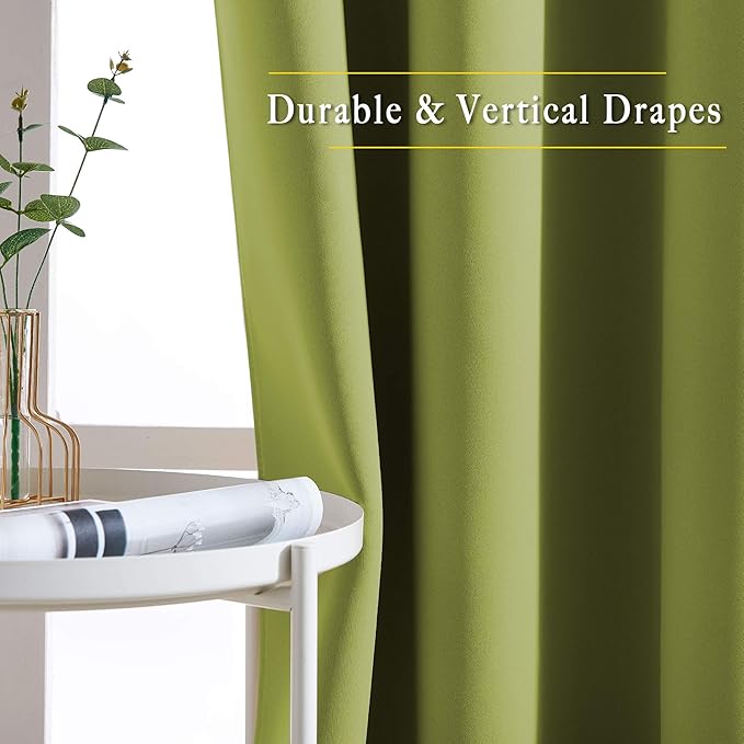 NICETOWN Room Darkening Curtains for Doorway 78 inches Long, Grommet Privacy Door Curtains Room Darkening Thermal Drapes for Bedroom/Christmas Day, Fresh Green, 2 Panels, W52 x L78