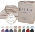 Bella Coterie 6 Piece Luxury Bamboo Viscose Split Top King Size Sheet Set | 34" Split for Adjustable Beds | 100% Organically Grown| Cooling | 18” Deep Pocket | 4 Pillowcases [Dune]