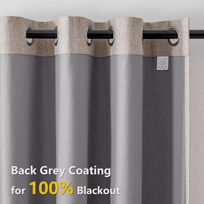 100% Blackout Curtains 90 Inch Length 2 Panels Set, Black Out Curtains for Living Room, Linen Thermal Insulated Grommet Drapes Bedroom Luxury Decor Privacy(70W × 90L inch, Linen)