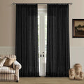 Linen Curtains 108 Inches Long 2 Panels Set for Living Room Farmhouse Boho Linen Textured Pinch Pleated Memory Shape Light Filtering Ceiling Semi Sheer 108 Inch Window Curtain with Hook Rings Black