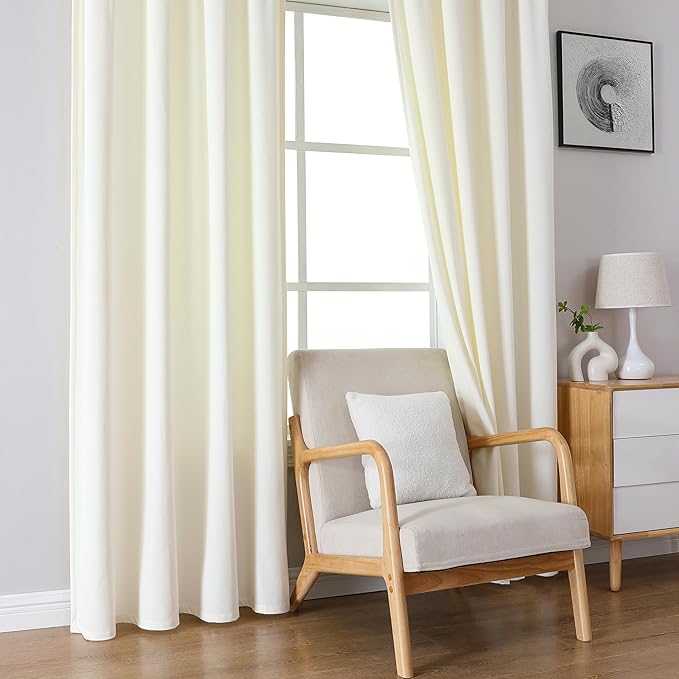 Joydeco Customized Velvet Curtains for Bedroom and Living Room, Heavy Duty Luxury Thermal Insulated White Velvet Curtains Rod Pocket 1 Panel, Custom Size
