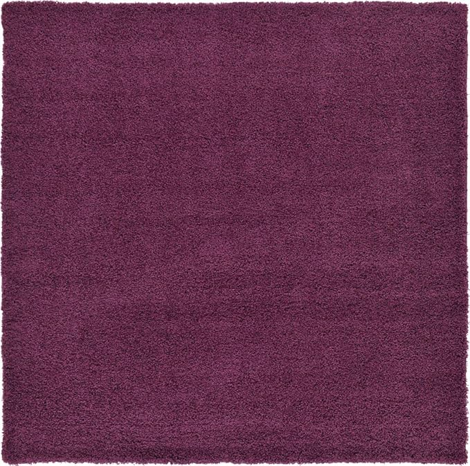 Unique Loom Solid Shag Collection Area Rug (8' Square, Eggplant Purple)