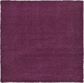 Unique Loom Solid Shag Collection Area Rug (8' Square, Eggplant Purple)