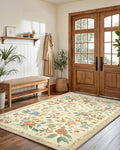 Amada 3x5 Washable Area Rugs, Non-Slip & Low-Profile Entryway Rug with Reinforced Edge Binding, Boho Floral Pattern, Soft Washable Rug for Bedroom, Entryway & Home Office