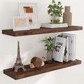 40 Inch Floating Shelves for Wall, 9.3 Inch Deep Shelves for Books & Decor, Wall-Mounted Floating Shelf 40 Inch Long Set of 2, Rustic Wooden Shelf for Living Room, Bedroom, Kitchen, Walnut