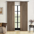 Brown Pinch Pleated Linen Curtains 84 Inches Long 2 Panels Set for Living Room Dining Pinch Pleat Back Tab Light Filtering Boho Farmhouse Bedroom Window Curtain Drapes 84 Inch Length Dutch Cocoa