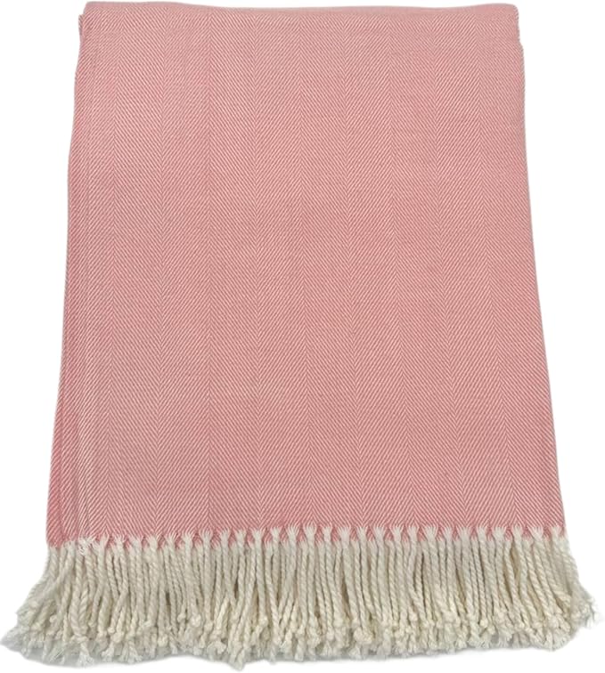 Alashan Cotton Acrylic Adirondack Herringbone Woven Throw (Pink Carnation)