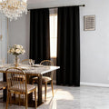 Black Blackout Curtains 72 Inch Length 2 Panels Set, Black Out Curtains for Bedroom 72 Inch Long, Rod Pocket Energy Saving Room Darkening Drapes for Living Room Window(W52 x L72)