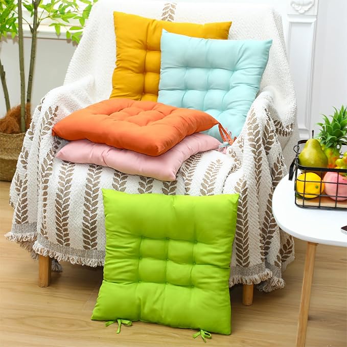 Geetery 12 Pcs Floor Pillows for Classroom Bulk Square Seating Cushions for Floor Chair School Kindergarten Reading Corner, 15.7'' Large Thick Meditation Cushions Yoga Nursery Daycare (Candy Color)