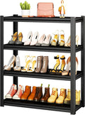 Storage Shelves, Garage Metal Shelving Unit, Adjustable, Double-Layer Column with Reinforced Ribs, Heavy-Duty, Capable of Bearing 600-3600 lbs (Black, 47''W*24''D*54''H, 4-Tier)