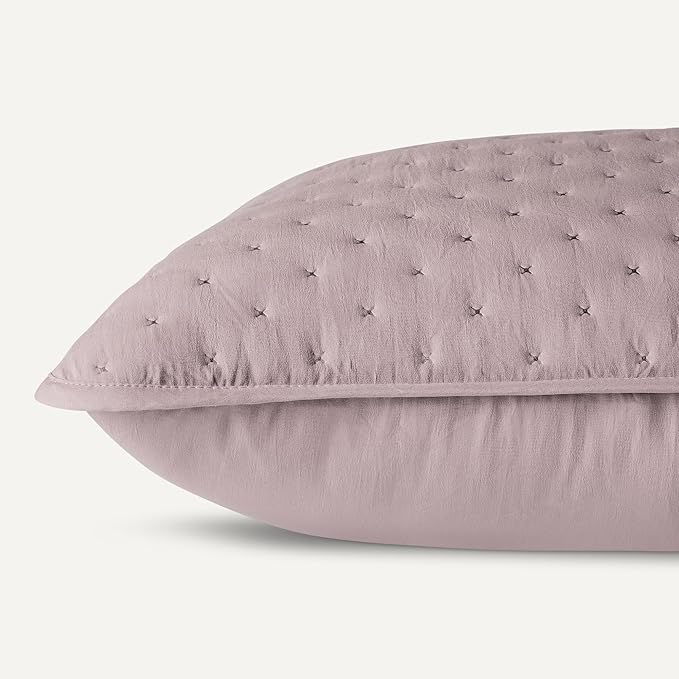 Amazon Basics Brushed Microfiber Quilt Set, Extra Soft with Natural Texture, 3-Piece,Queen/Full, Purple