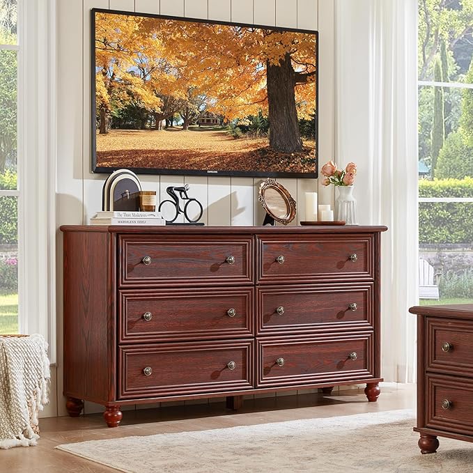 Farmhouse Dressers & Night Stand Set of 4, Wood 54" Wide Dresser & 45" Tall Chest of Drawers, 18" with Charging Station Nightstand Set of 2, Bedroom Furniture Dresser Set for Home Living Room Hallway