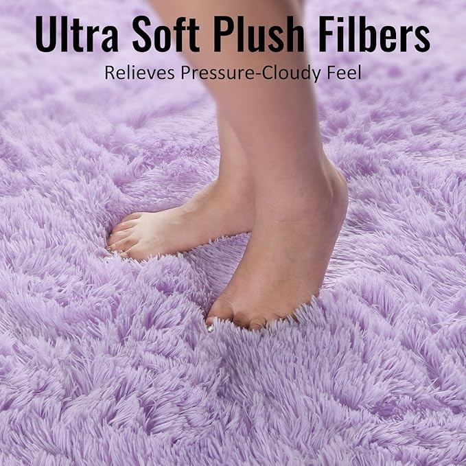 PAGISOFE Fluffy Soft Purple Rug 5' x 7' Rug, Shaggy Rugs for Girls Bedroom, Living Room Furry Rugs for Bedroom Princess, Bedside Rug Nursery Christmas Home Decoration Shag Carpet for Kids Teen's Room
