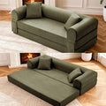 Convertible Sleeper Sofa Bed,78.5 Inch Faux Leather Futon Couch with Pillows & Storage Pocket,5-in-1 Folding Sofa Bed Queen with Pull Out Beds,Boneless Couches for Living Room,Couch in a Box,Green