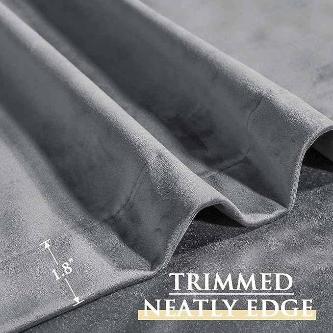 StangH Velvet Drapes 90 inches Long, Light Grey Luxury Home Decoration Bedroom Thermal Insulated Window Curtains for Sliding Door Cafe, W52 x L90, 2 Panels