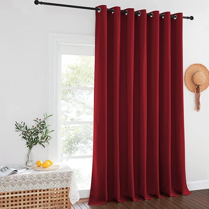 NICETOWN Burgundy Red Blackout Curtains for Bedroom/Living Room 132 Inch Length - Thermal Insulated Room Darkening Grommet Top Window Curtains (100 by 132 - Inch, 1 Panel)