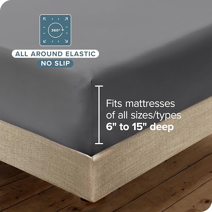 Bare Home Hotel Luxury Split King Sheet Set, Extra Soft - 7 Piece Set - Deep Pockets - Easy Fit - Cooling & Breathable - Wrinkle, Fade, Stain Resistant - Includes 4 Pillowcases (Split King, Grey)