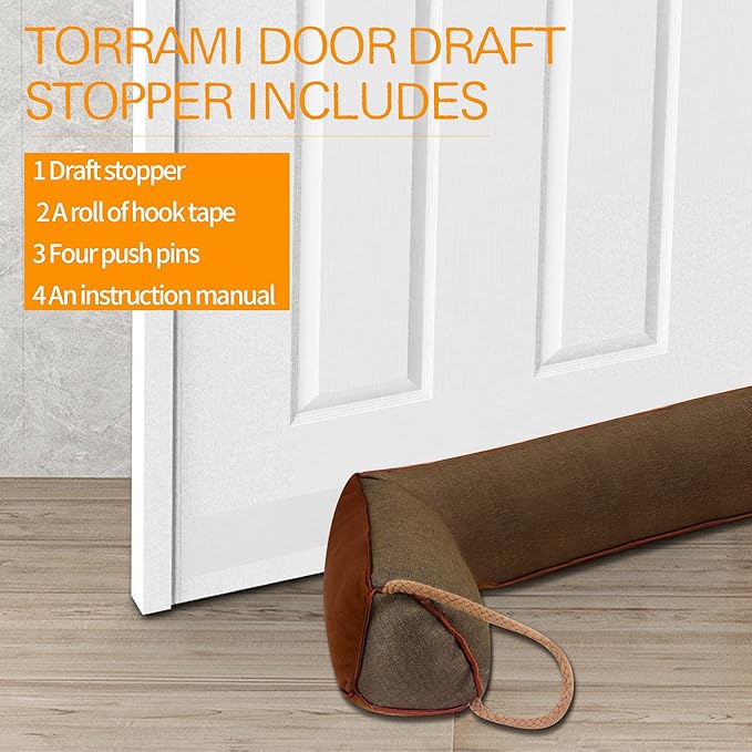 TORRAMI 30" Door Draft Stopper Under Bottom Insulation Noise Air Stopper 2.09LB,Sound Proof Draft Guard Seal for Doors and Windows - Triangle Coffee