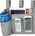 Zafit Linen Bedside Caddy, Bedside Storage Organizer for Hospital Beds, College Dorm Rooms or Baby Bed (4 Pockets-Grey)