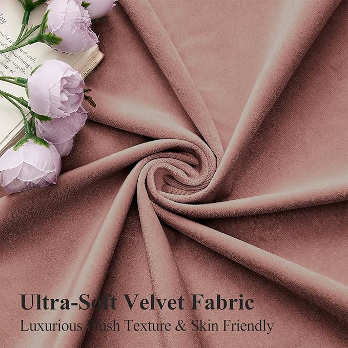 Velvet Curtains 108 Inches Long for Girls Room, Luxury Room Darkening Thermal Insulated Dusty Rose Pink Velvet Curtain Privacy Drapes for Living Room, Back Tab Rod Pocket, W52 x L108, 2 Panels