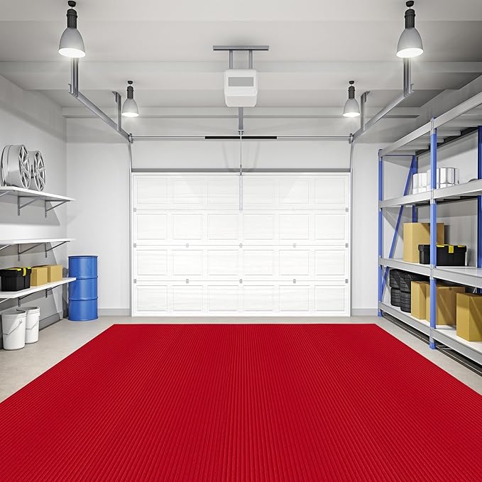 Ottomanson 6'6" x 52' Hallway Runner with Scraper Pile Extra Durable Non-Slip Rug Mat for Indoor & Outdoor Use - Ideal for Kitchen, Entryway, Patio & Garage - High-Traffic Carpet, Red