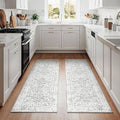 jinchan Lima Kitchen Runner Rug 2x5-2pcs, Vintage Hallway Rug Washable Floral Non Slip with Rubber Backing Soft Carpet Runner for Bedroom Laundry Room Living Room Grey