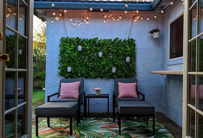 GLANT Expandable Fence Privacy Screen for Balcony Patio Outdoor,Decorative Faux Ivy Fencing Panel,Artificial Hedges (Single Sided Leaves) (1, Dark Green)