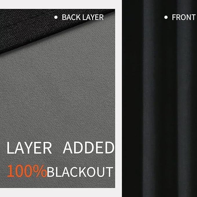 Joydeco Blackout Curtains 84 Inch Length, 1 Panel for Bedroom, Thermal Insulated Linen Black Out Curtains with Grommets (100x84)