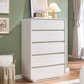 White 5 Drawers Dresser, Curved Dresser with Storage Organizer, Modern Drawer of Handleless, Large Chest of Drawers for Living Room, Nursery, Entryway, 29.5’’W