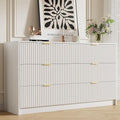 White Dresser for Bedroom, Modern Dresser with 6 Drawers and Smooth Slides, Wide Chest of Drawers with Golden Handles for Bedroom, Living Room, Closet, 15.7" D x 55.1" W x 31.4" H