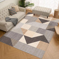 HOMFINE Washable Modern Area Rug - Geometric Style 10x14 Rugs for Living Room, Bedroom, Machine Washable Rug Soft Non Slip Non Shedding Area Rug - Grey Brown, 10'x14'